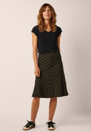 Juno Panel Menchini Stripe rok in zwart