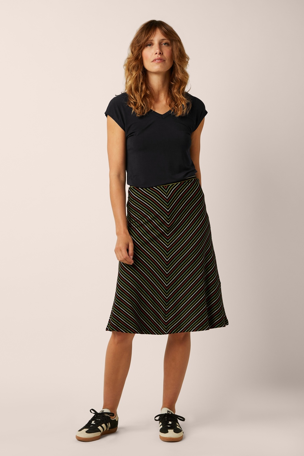 Juno Panel Menchini Stripe rok in zwart