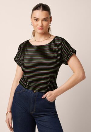 Aria Menchini Stripe top in zwart