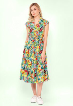 Daisy Maui katoenen jurk in lichtblauw en multi