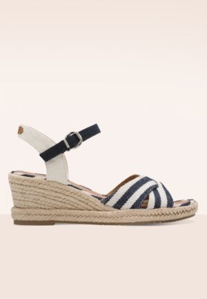 Riviera Breeze Raffia Wedges in blauw en ecru