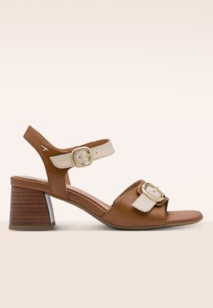 Desert Duo lederen sandalen in bruin en ivoorwit