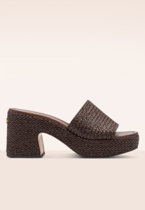 Nomad Chic Woven platfom muiltjes in mocha