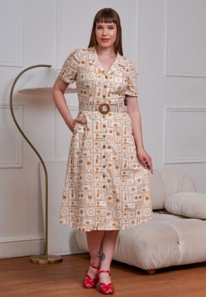 Kate tonal tropic jurk in bruin