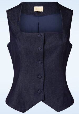 Topvintage exclusive ~ Sylvie gilet in marineblauw