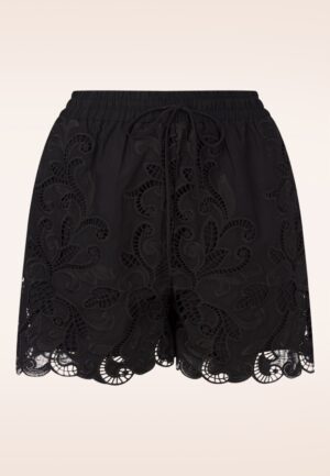 Luna broderie anglaise katoenen shorts in zwart