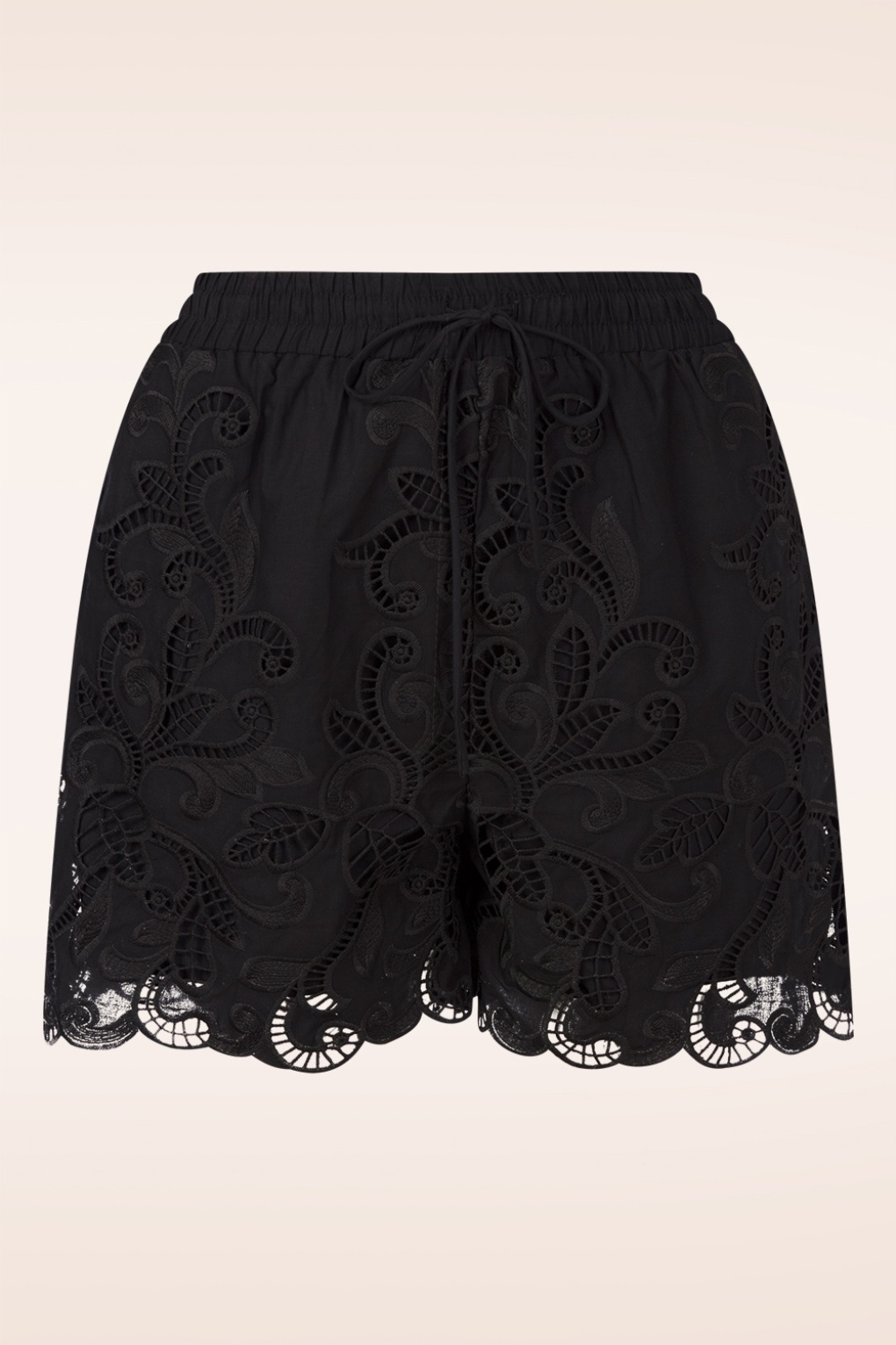 Luna broderie anglaise katoenen shorts in zwart