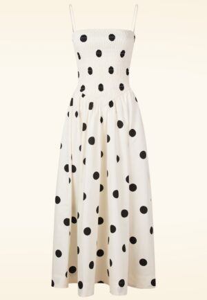 Patty polkadot maxi jurk in crème en zwart