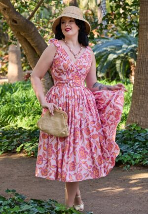 Orlane Pia Floral swing jurk in paars