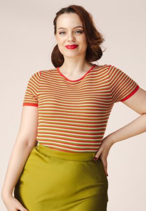 Faye Stripe gebreide top in oranje