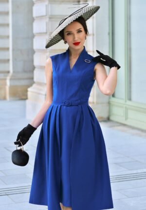 Topvintage exclusive ~ Scarlet pencil jurk met overrok in koningsblauw