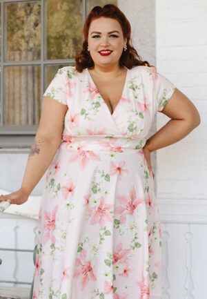 Topvintage exclusive ~ Esmeralda Lily swing jurk in lichtroze