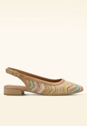 Zoe Zigzag Softline Vegan slingbacks in beige and multi
