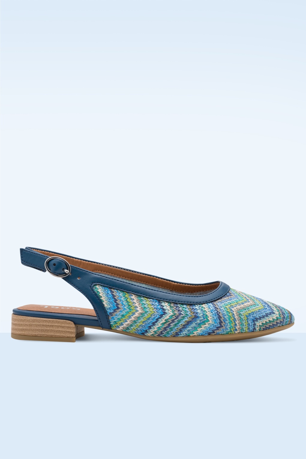 Zoe Zigzag Softline Vegan slingbacks in blauw