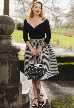 Mila Striped swing rok in zwart en wit