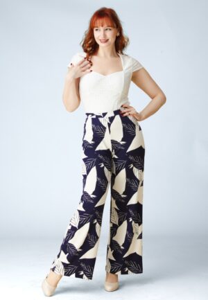 Marina Breeze pantalon in gebroken wit en marineblauw