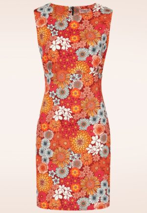 Topvintage exclusive ~ Betty Floral jurk in oranje