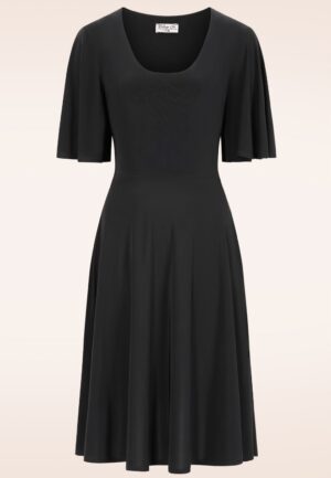 Topvintage exclusive ~ Cassie Slinky Ballerina swing jurk in zwart