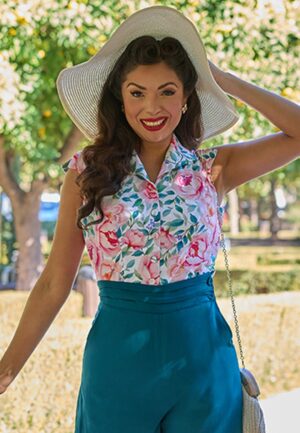 Nesrine Pia blouse in roze rozen