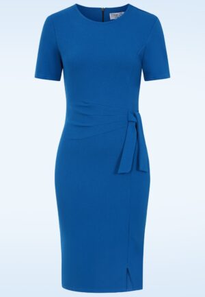 Topvintage exclusive ~ Victoria pencil jurk in koningsblauw