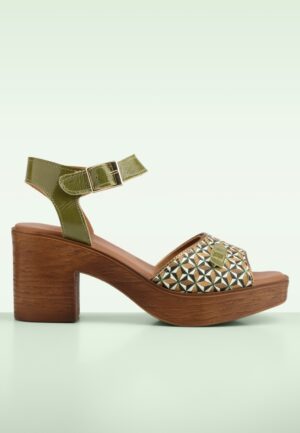 Attica Leather Platform sandaaltjes in olijfgroen