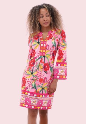 Birds of Paradise a-lijn jurk in roze en multi