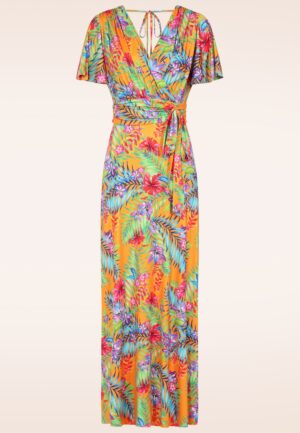 Topvintage exclusive ~ Malia Tropical maxi jurk in geel en multi