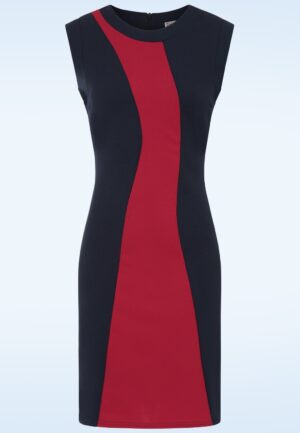 Topvintage exclusive ~ Daphne Mod jurk in navy en rood