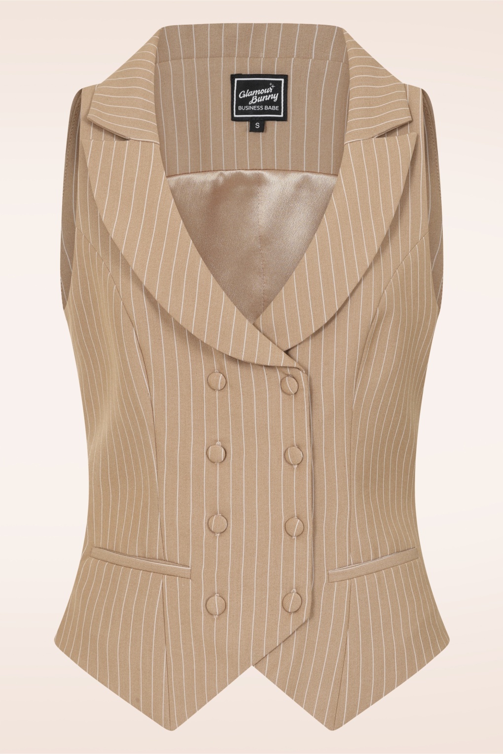 Topvintage exclusive ~ Willow Pinstripes gilet in latte