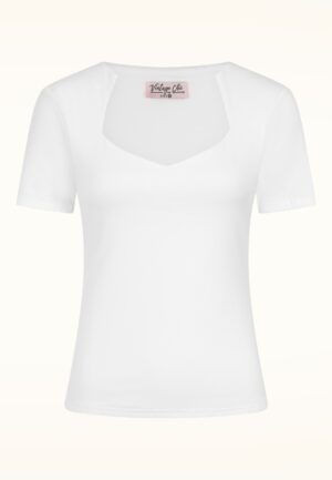Topvintage exclusive ~ Aurora Diamond Neck top in wit