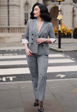 Topvintage exclusive ~ Lena Lynn Check pantalon in zwart en wit