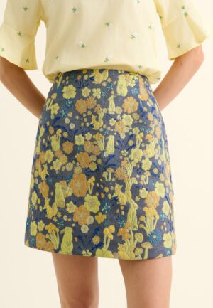 Aubin Fairytale Jacquard mini rok in blauw en geel