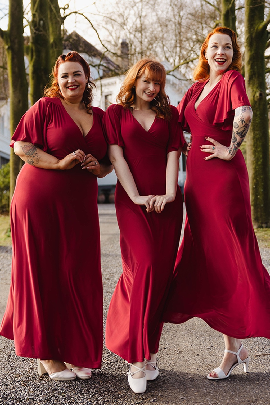 Topvintage exclusive ~ Scarlet slinky maxi jurk in rood