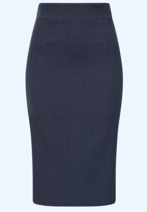 Topvintage exclusive ~ Loreen Bengaline Denim pencil rok in donkerblauw