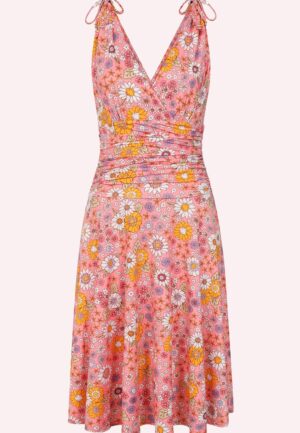 Topvintage Exclusive ~ Grecian Floral jurk in roze en multi