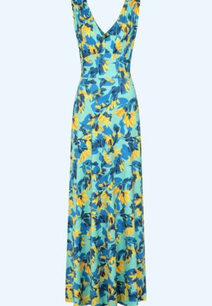 Topvintage exclusive ~ Deveny Floral maxi jurk in blauw en geel