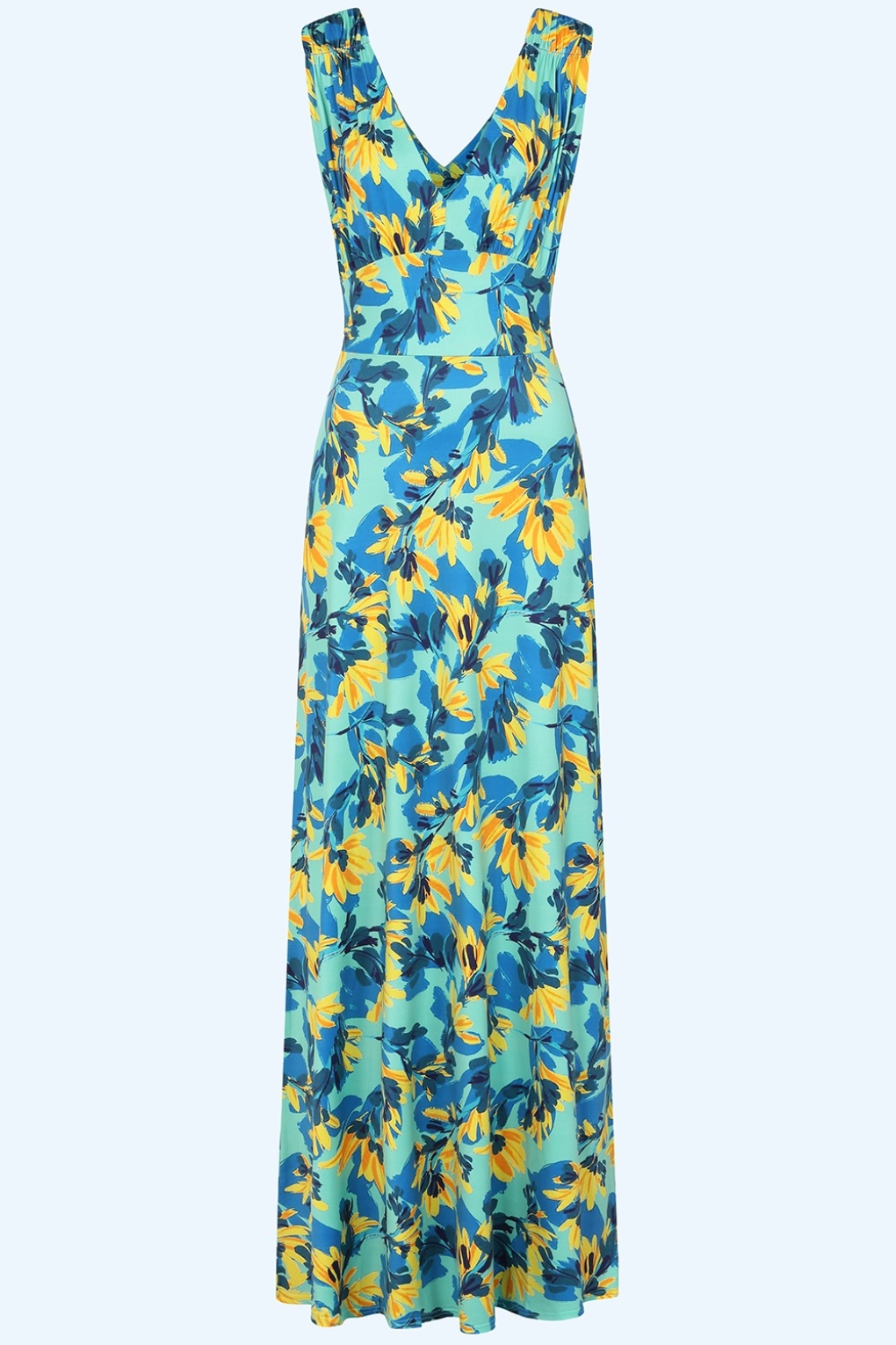 Topvintage exclusive ~ Deveny Floral maxi jurk in blauw en geel