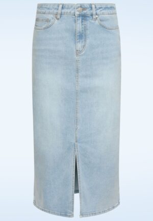 The Cali Denim midi rok in lichtblauw