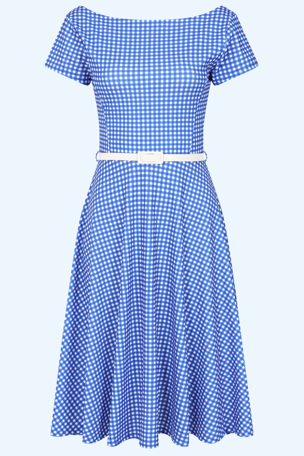 Topvintage exclusive ~ Julie gingham swing jurk in blauw en wit