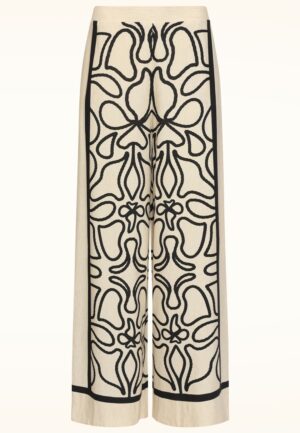 Avery Graphic pantalon met wijde pijpen in zand en zwart