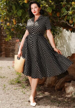 Bella Polka swing jurk in zwart