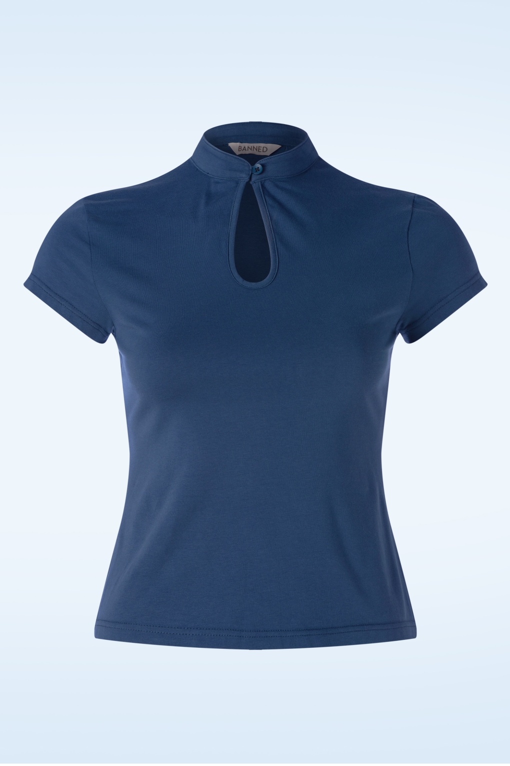 Mandarin Collar top in marineblauw