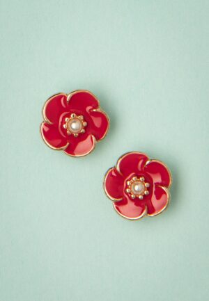 Small Rose oorbellen in lipstickrood