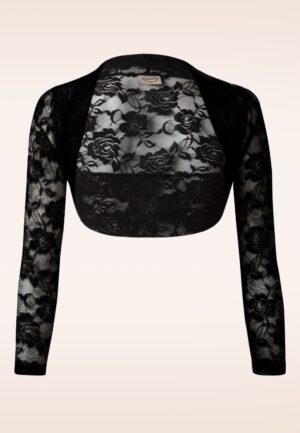 Kanten roos bolero in zwart