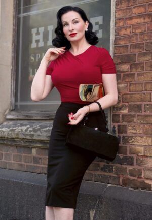 Topvintage exclusive ~ Bella midi-rok in zwart