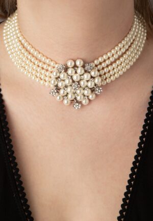 Audrey crème parel choker ketting