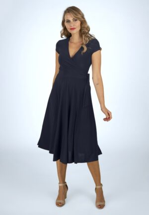 Topvintage exclusive ~ Layla cross over jurk in marineblauw