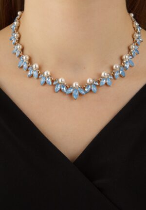Pearly Leaves ketting in blauw