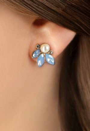 Pearly Leaves oorbellen in blauw