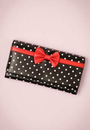 Carla Bow Polka portemonnee in zwart en rood